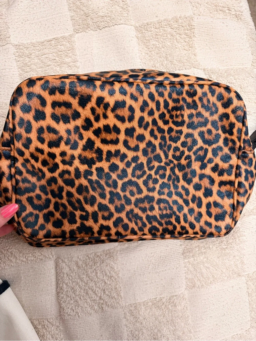 Large Nicole Miller New York Leopard Print Cosmetic Pouch - Brown